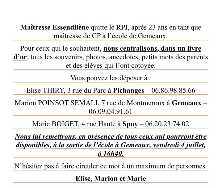 Départ Essendilène